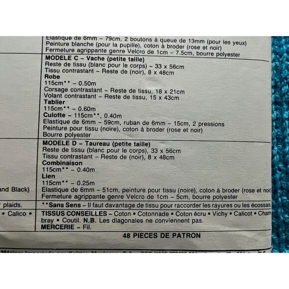 McCalls Sewing pattern 4275 plush cows sewing pattern - Picture 6 of 6